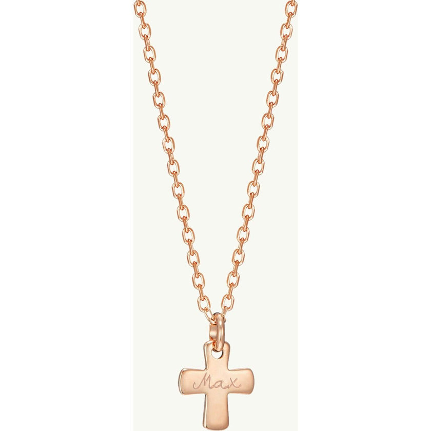 Personalized Cross Necklace, 18k Rose Gold Plated