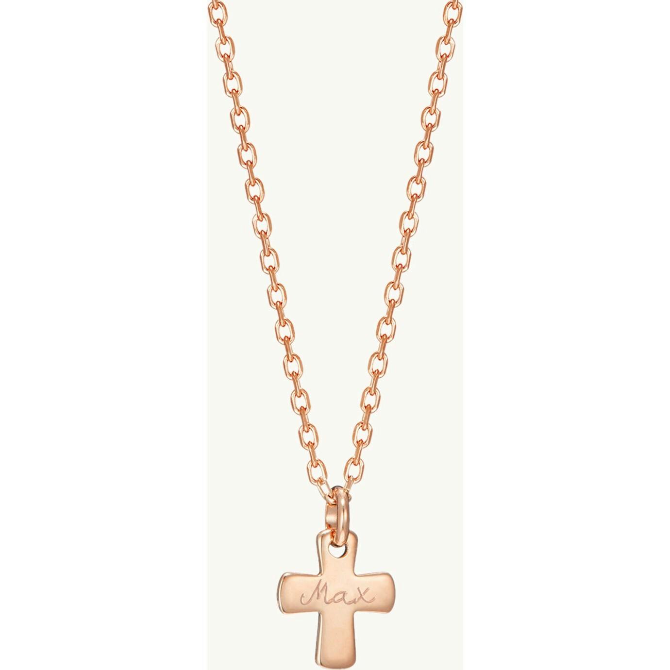 Personalized Cross Necklace, 18k Rose Gold Plated
