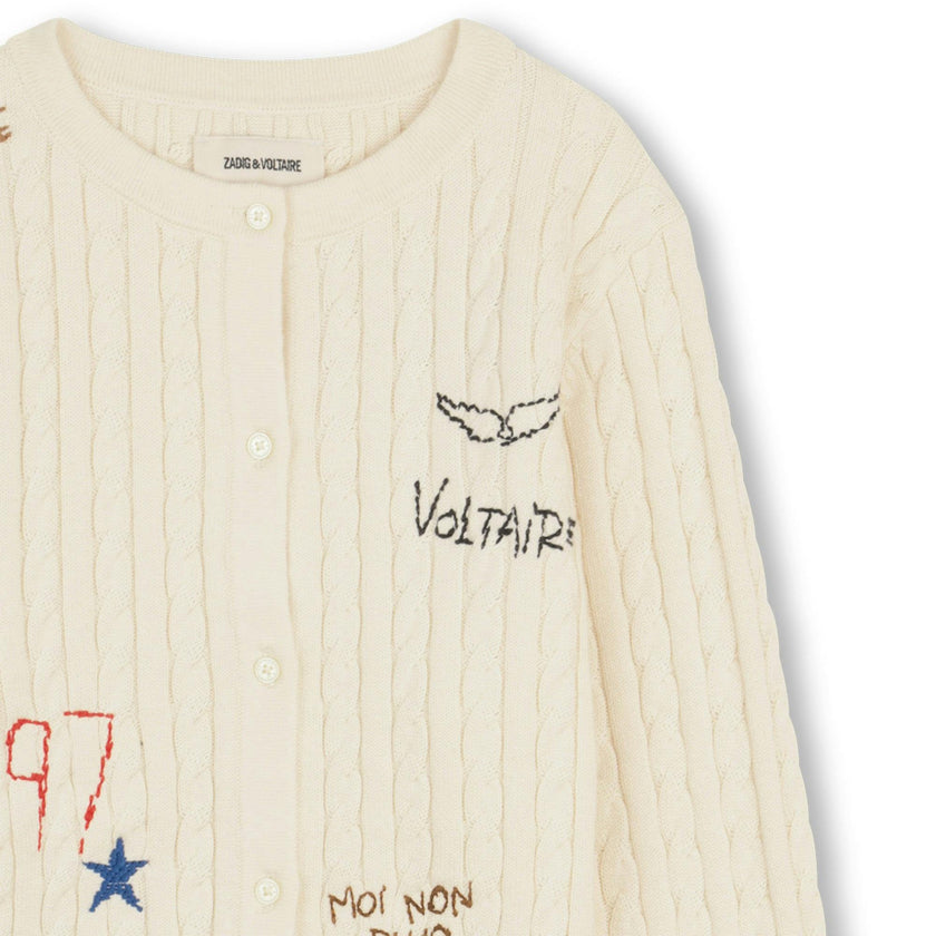ZADIG & VOLTAIRE Embroidered Soft Cardigan - Off White