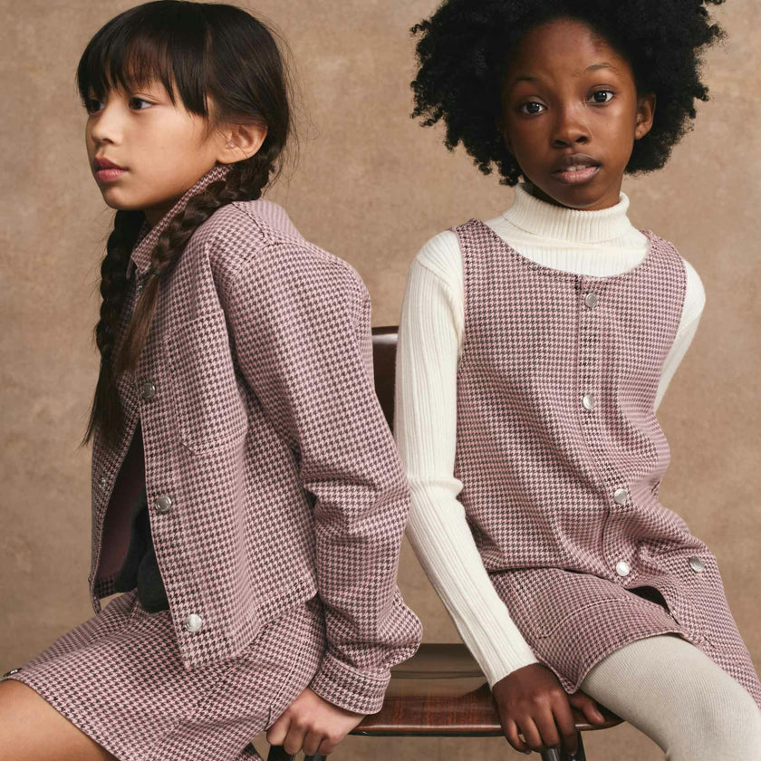 Hana Dress | Pink Houndstooth