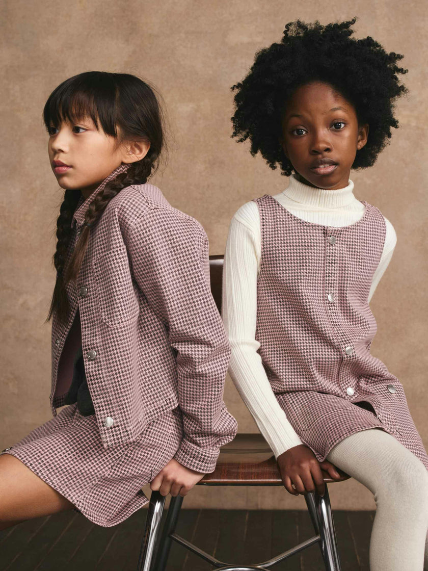 Hana Dress | Pink Houndstooth