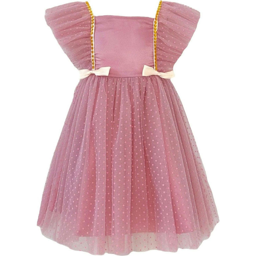Aurora Tulle Ruffle Shoulder Bow Waist Party Dress