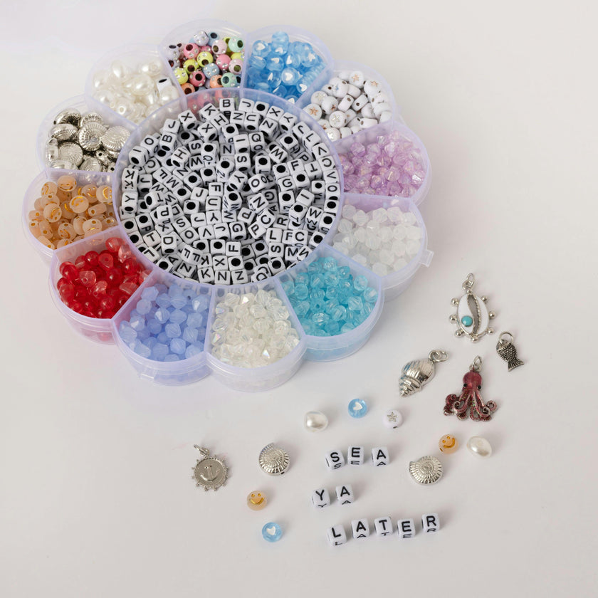 Coastal Blues Alphabet Bracelet making Bead Kit