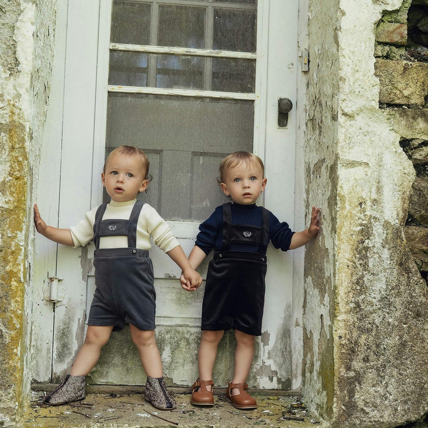 Crest Embroidery Shorts Overall