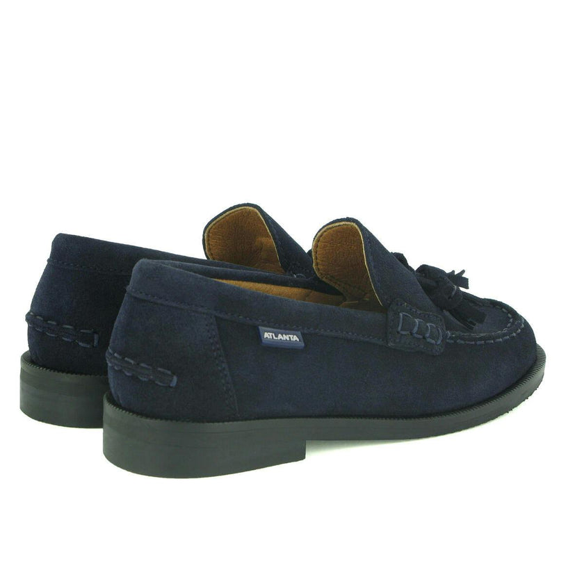 College Shoe with Tassel in Suede, Dark Blue