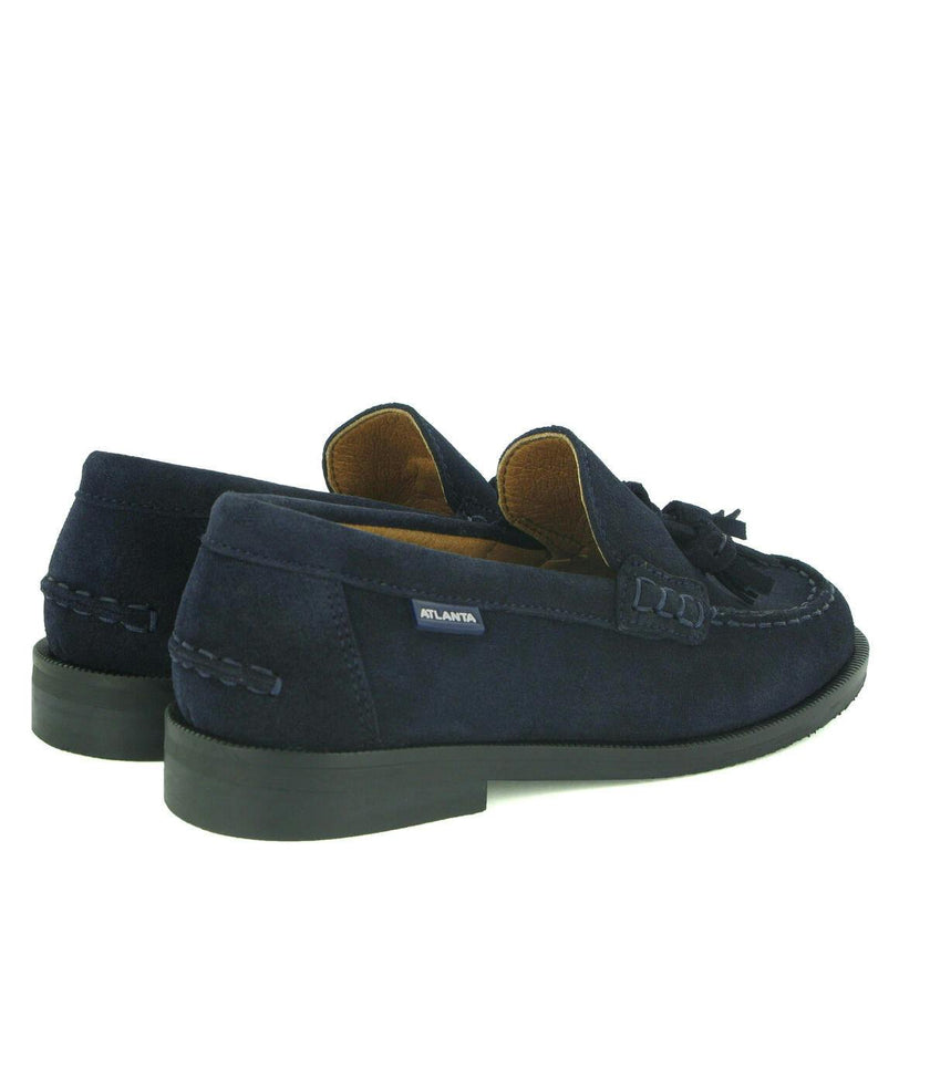 College Shoe with Tassel in Suede, Dark Blue