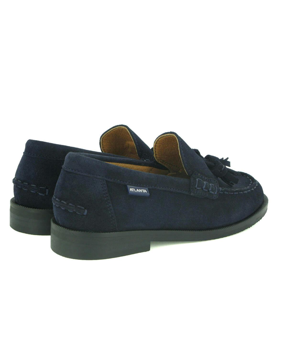 College Shoe with Tassel in Suede, Dark Blue
