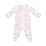 Marnie Rosebud Stripe - Smocked Peter Pan Snap Footie