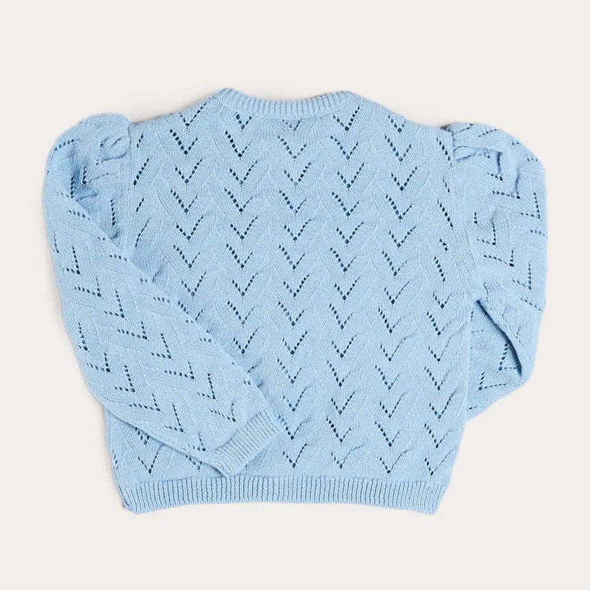 Openwork Cotton Cardigan in Sky Blue (2-10yrs)