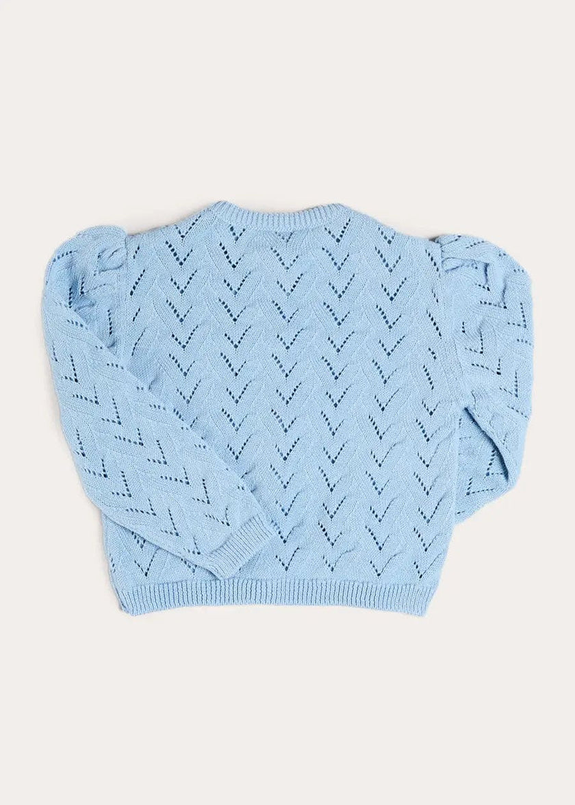 Openwork Cotton Cardigan in Sky Blue (2-10yrs)