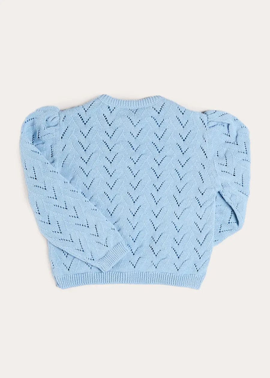 Openwork Cotton Cardigan in Sky Blue (2-10yrs)