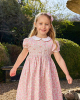 Rosie Smocked Dress in Peach Rose Floral