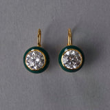 Green Enamel Bezel Drop Earring