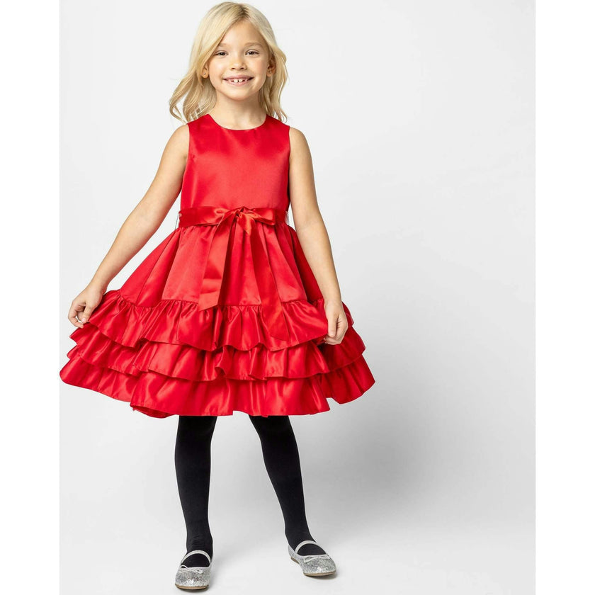 Bella Frill Satin Girls Party Dress