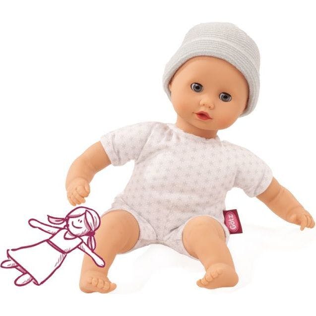 Muffin to Dress 13" Soft Body Baby Doll with Blue Sleeping Eyes and Grey Cap