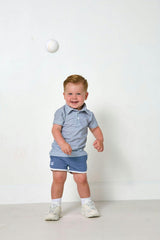slate/white thin stripe polo shirt
