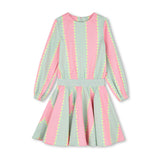 Pink Striped Jacquard Glitter Dress