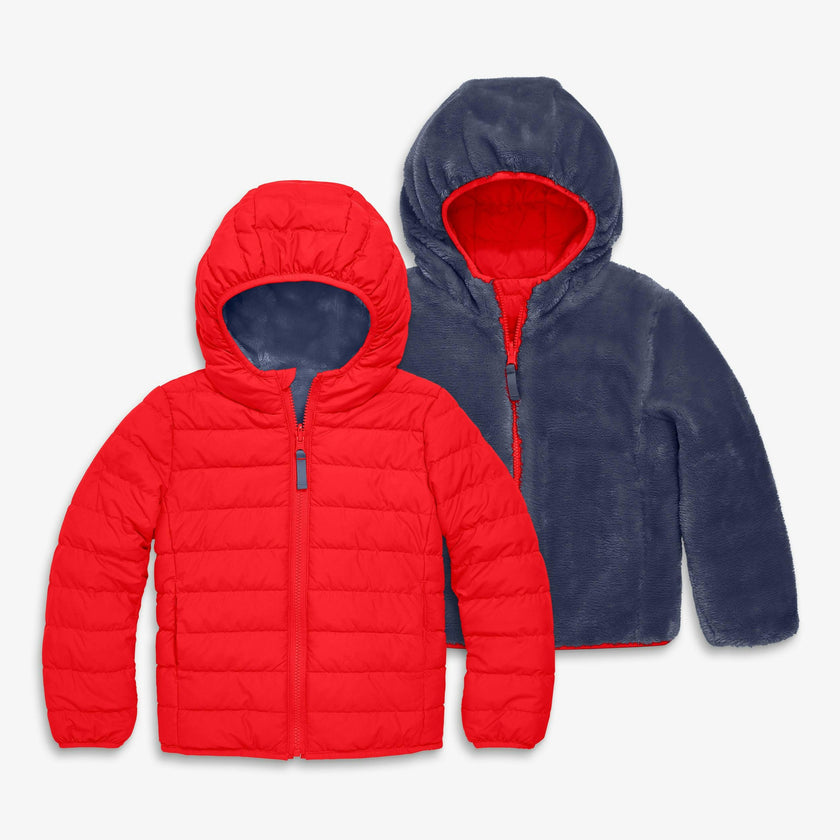 Kids reversible fleece puffer jacket