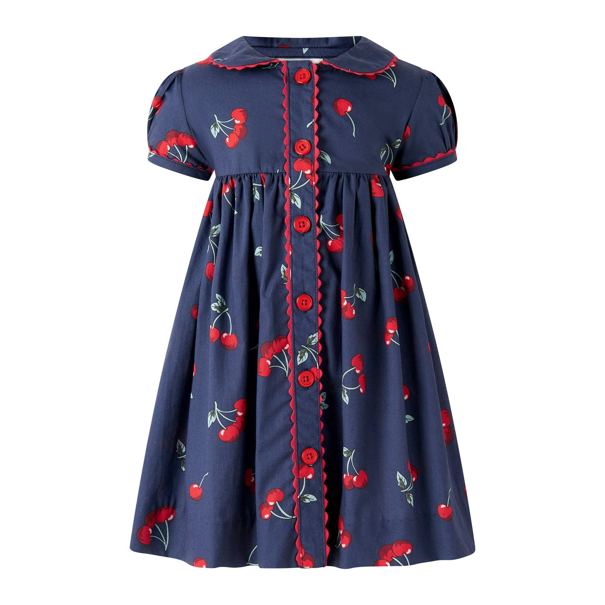 Cherry Button-Front Dress & Bloomers