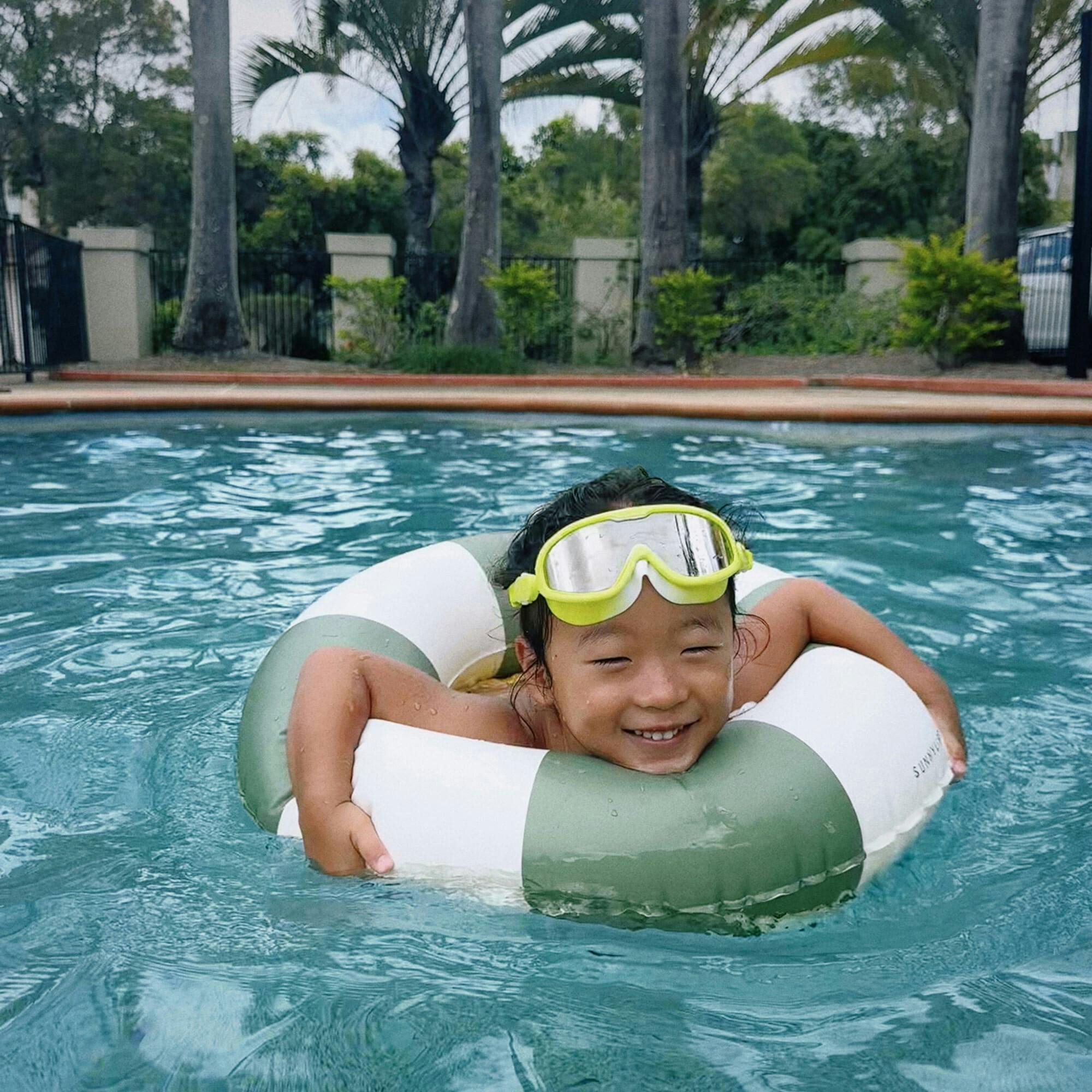 Mini Tube Pool Ring: Tides Out Olive Stripe