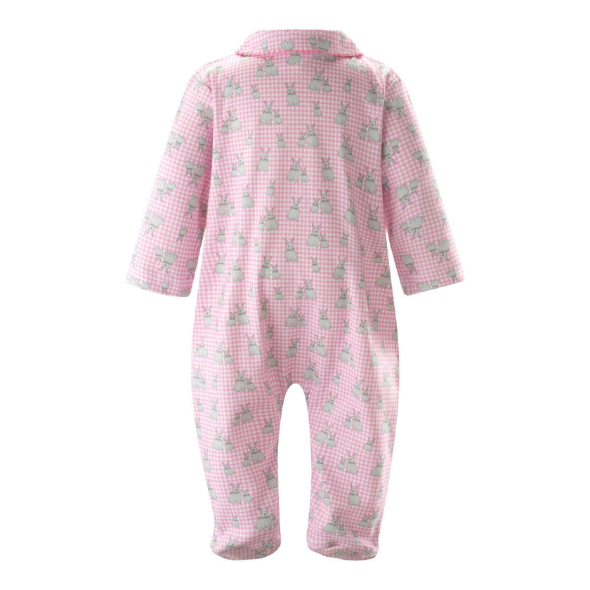 Pink Gingham Bunny Footie
