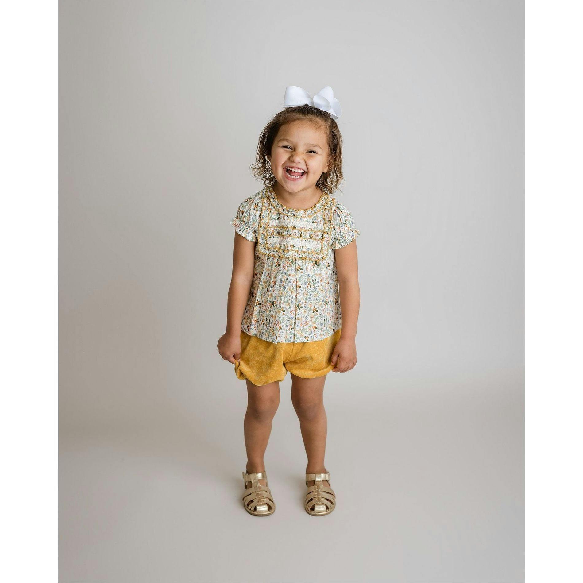 Yellow Floral Corduroy Set