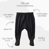 FALLON 3-Pack Footed Baby Pants