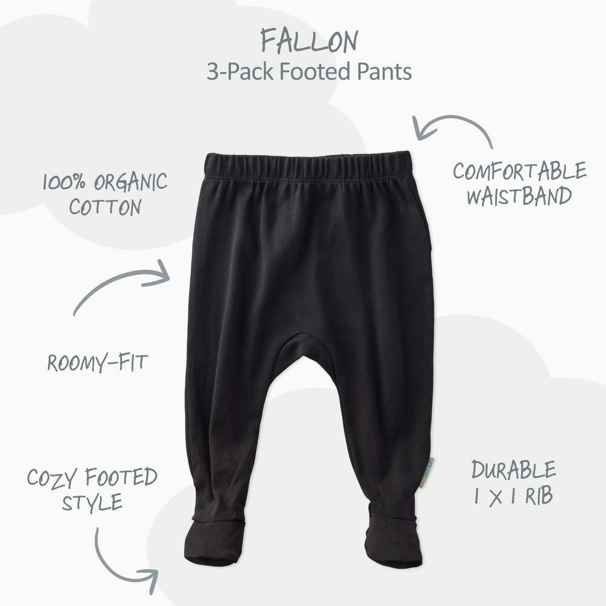FALLON 3-Pack Footed Baby Pants