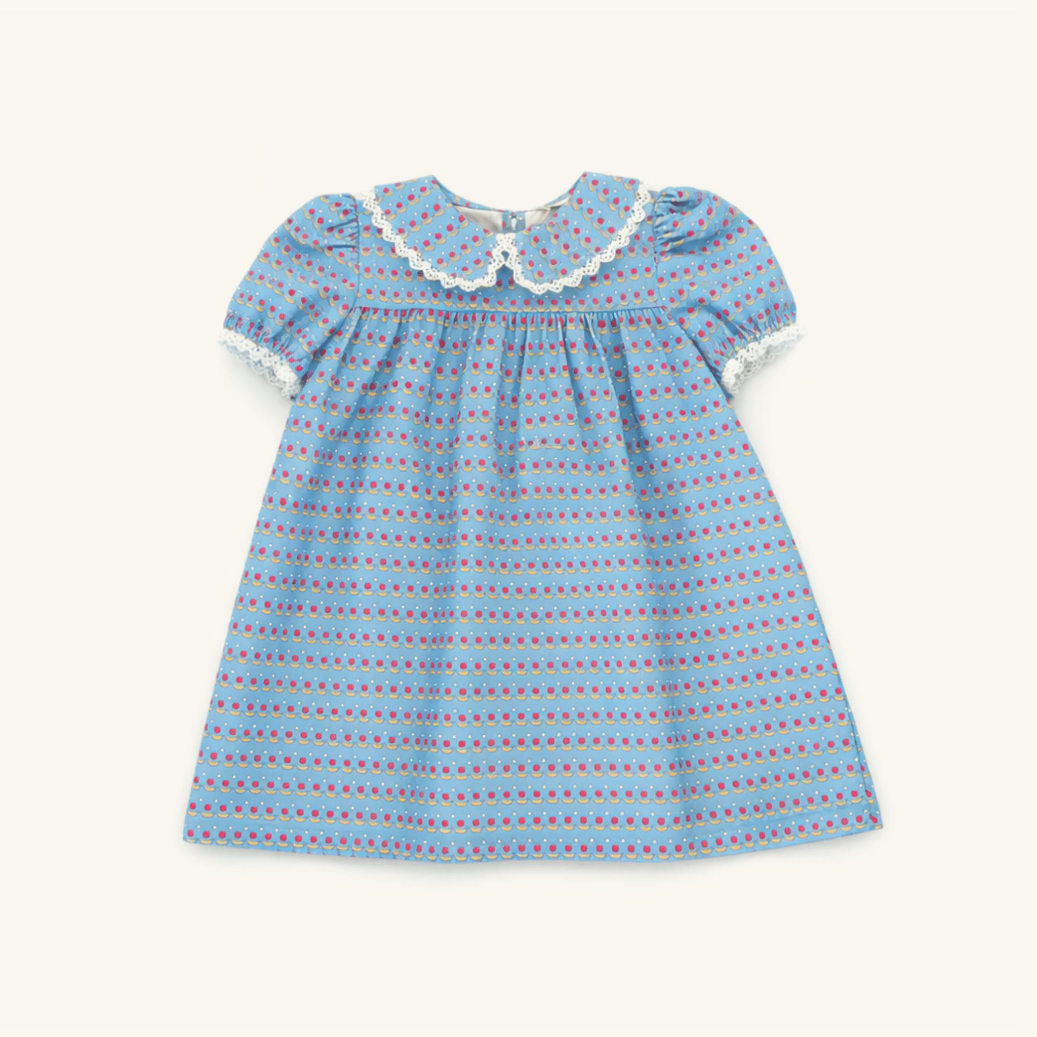 Lace Trim Dress in Apples & Bananas