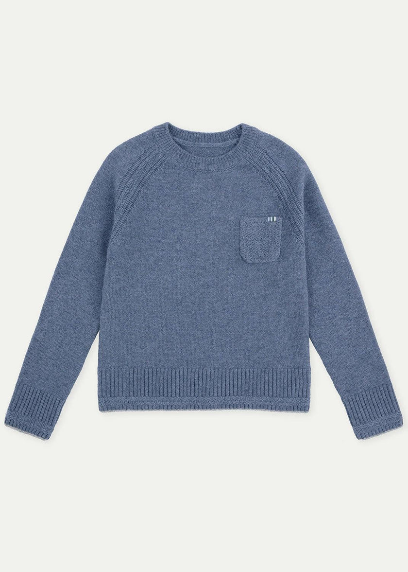 The Blue Merino Pocket Cashmere Crew