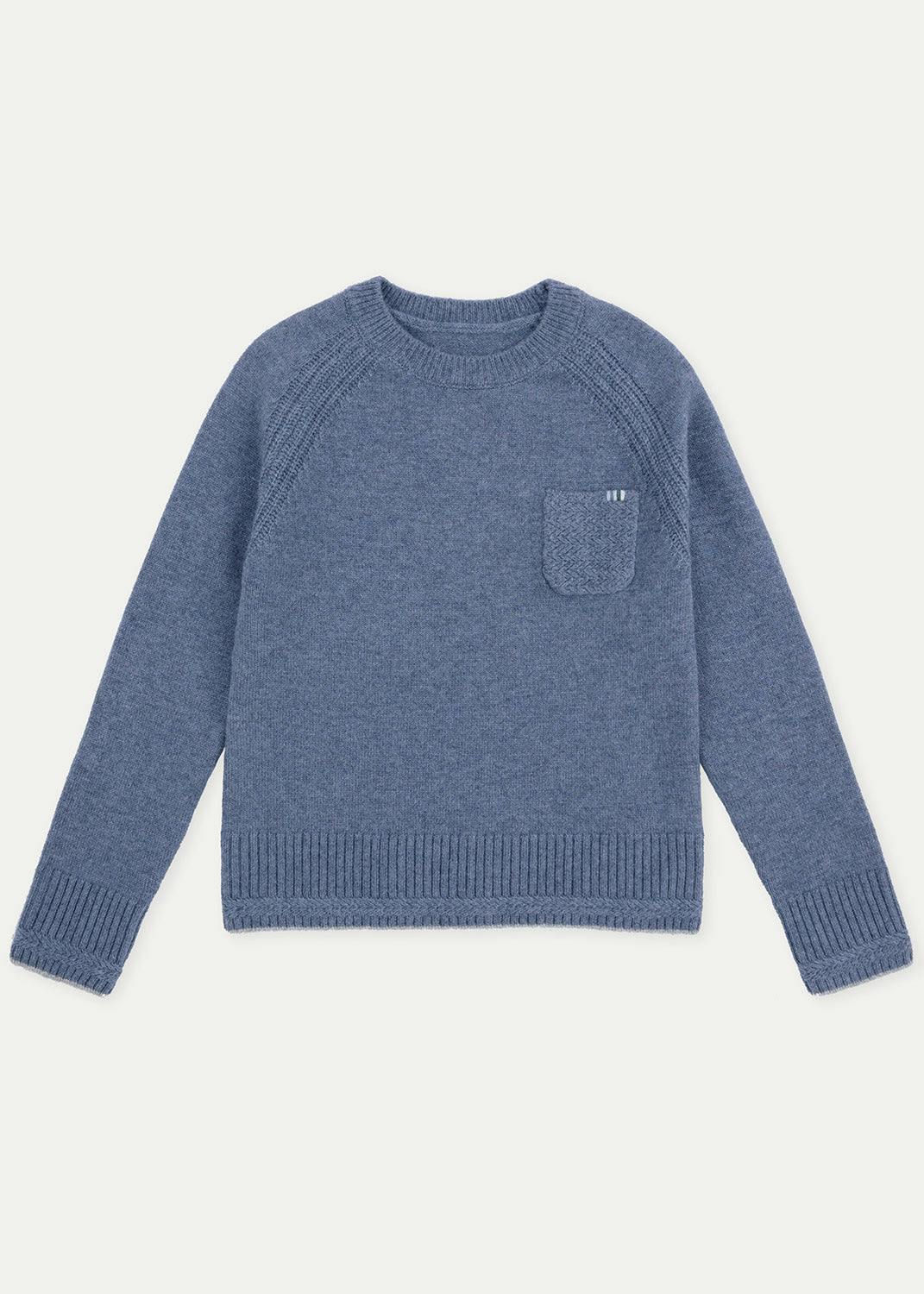 The Blue Merino Pocket Cashmere Crew