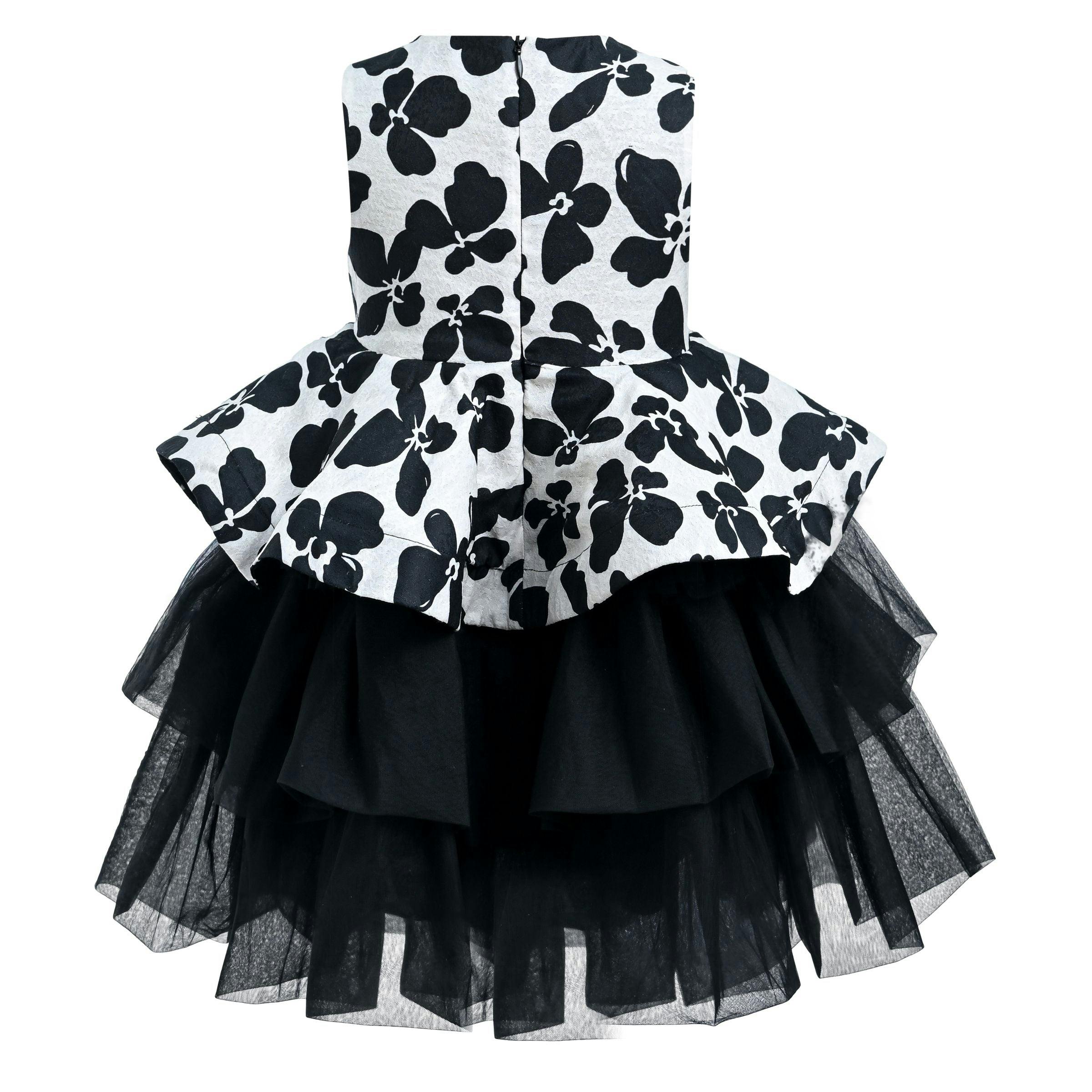 Black Nazareen Floral Tiered Dress