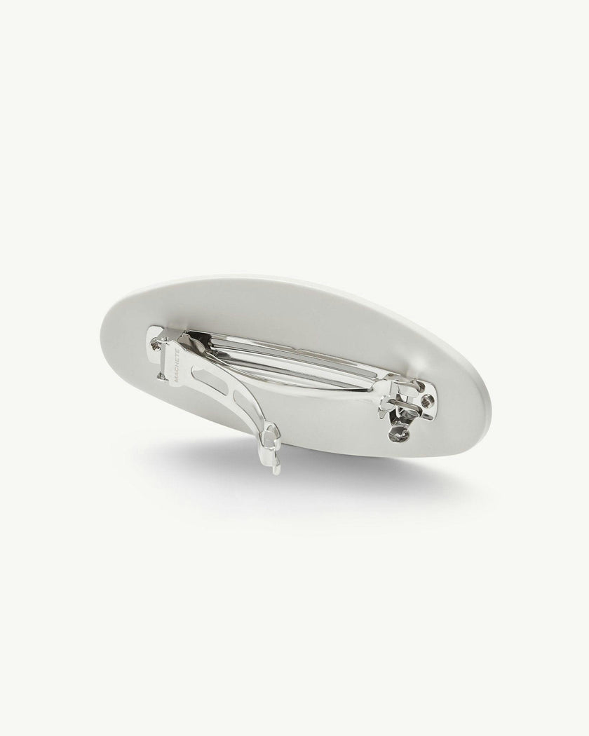 Jumbo Oval Barrette in White Matte