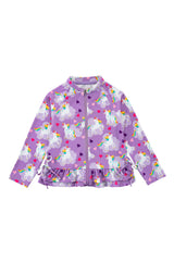 Raya UPF 50+ Ruffled Zip Up Sun Protection Jacket, Unicorn