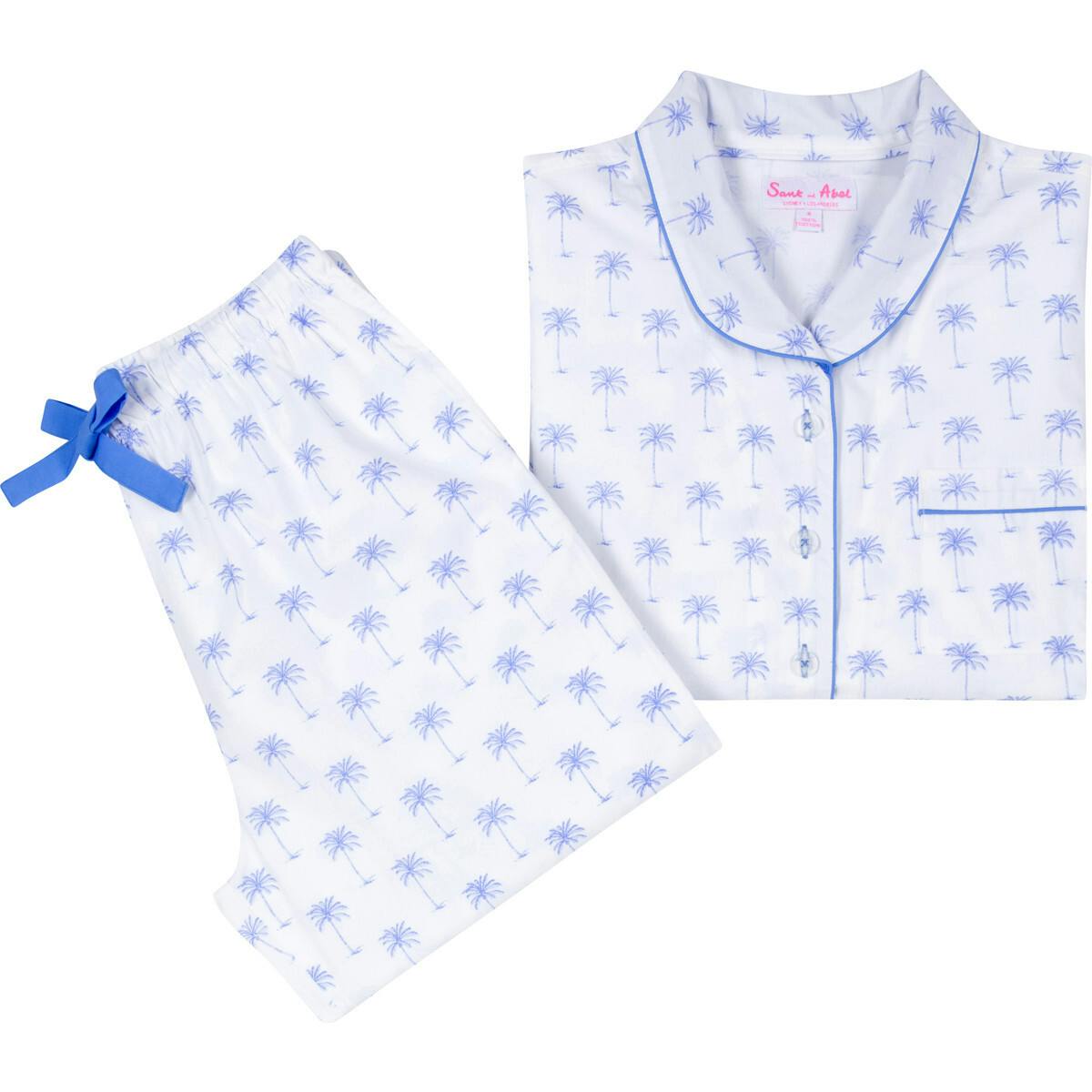 Women's Pink Palm Tree Long PJ Set