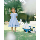 Riviera Blue Stripe Short Sleeve Smocked Dress
