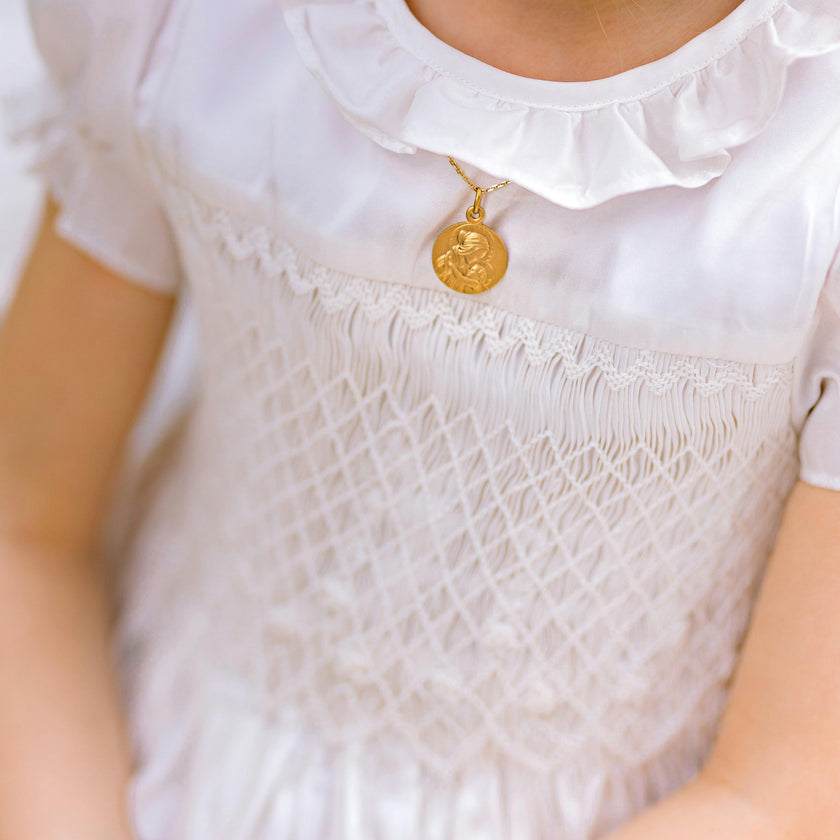 Colombe White Silk Ceremony Girl Dress