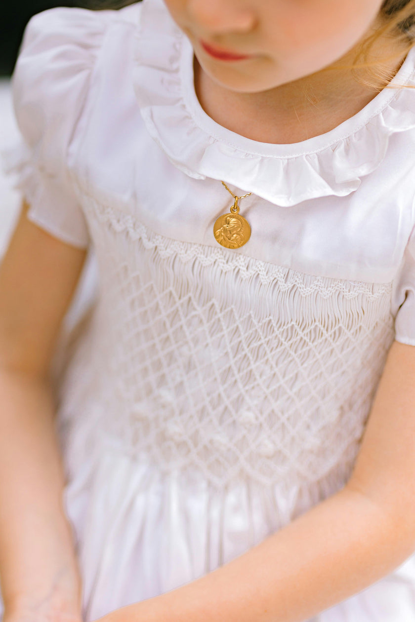 Colombe White Silk Ceremony Girl Dress