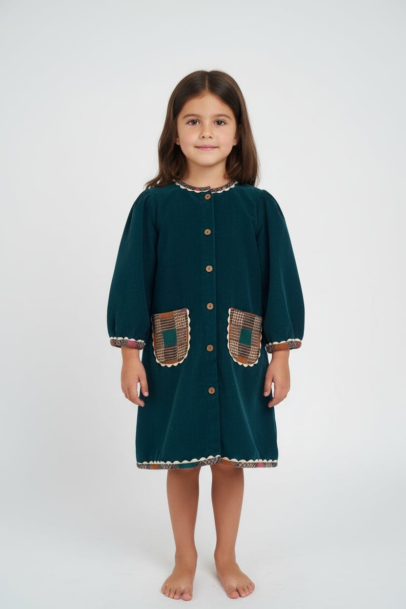 Fjord Corduroy Shift Dress Teal