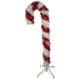 4-Foot Pre-Lit Red and White LED Tinsel Candy Cane