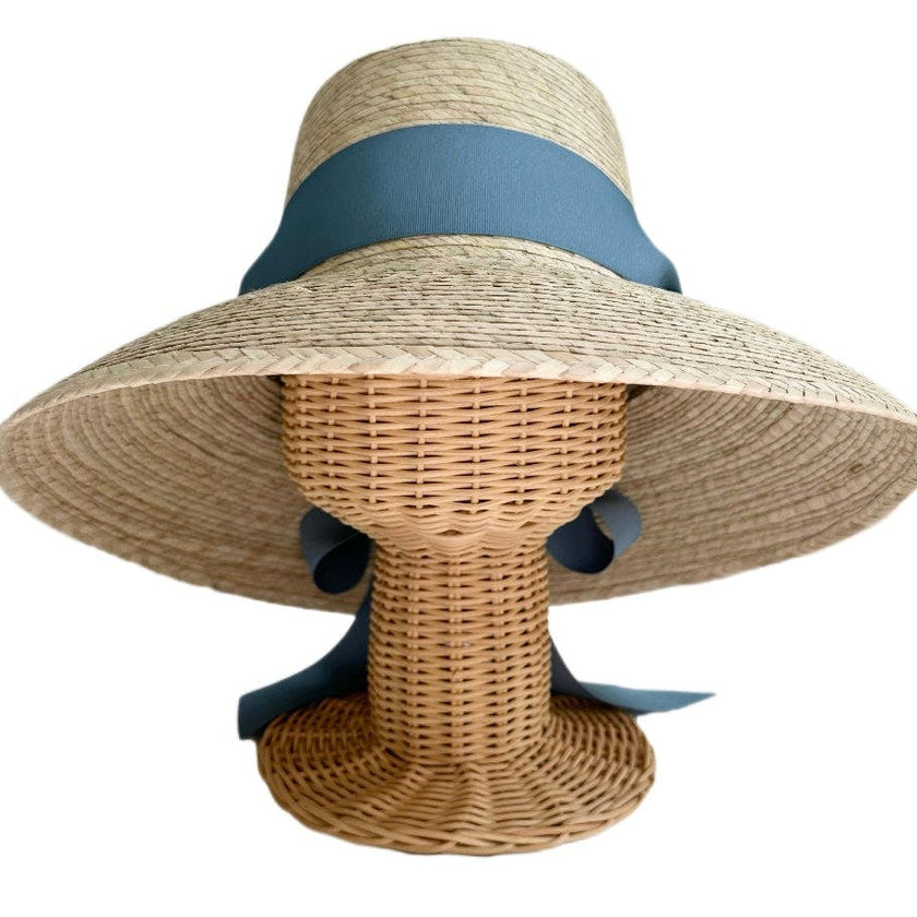 Mommy & Me Sun Hat Set - Wildflower & Palmetto - French Blue Grosgrain Ribbon