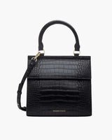 Medium Stylish, Chic Insulated Lunchbox, Black Croc