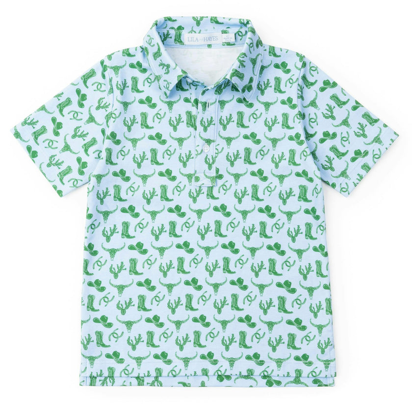 Griffin Boys' Pima Cotton Polo Golf Shirt - Wild West Blue