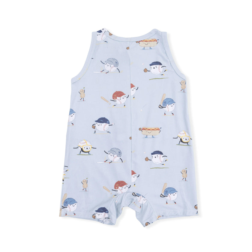 Baseballs Playing Baseball - Sleeveless Shortie Romper