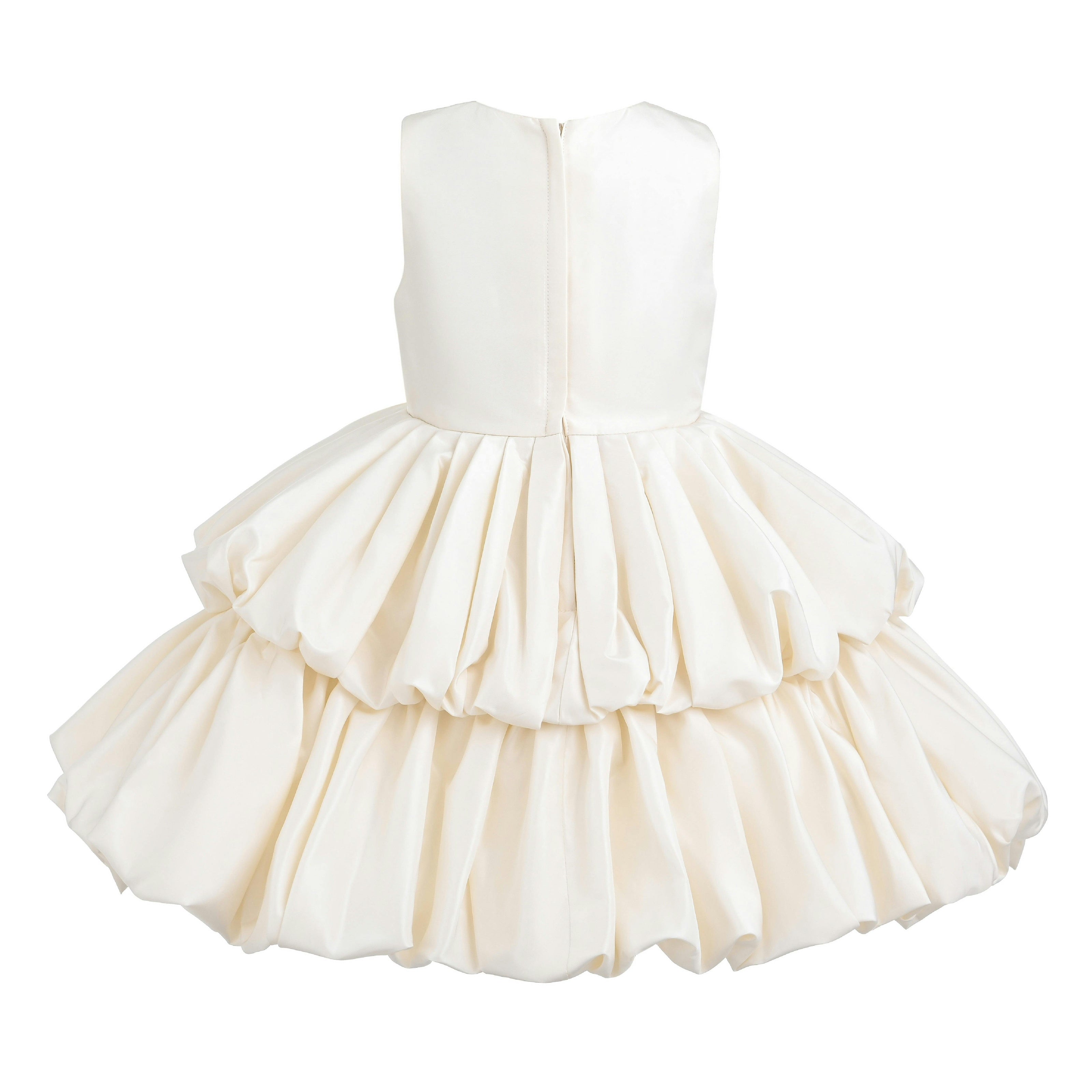 Champagne Marina Satin Tiered Dress