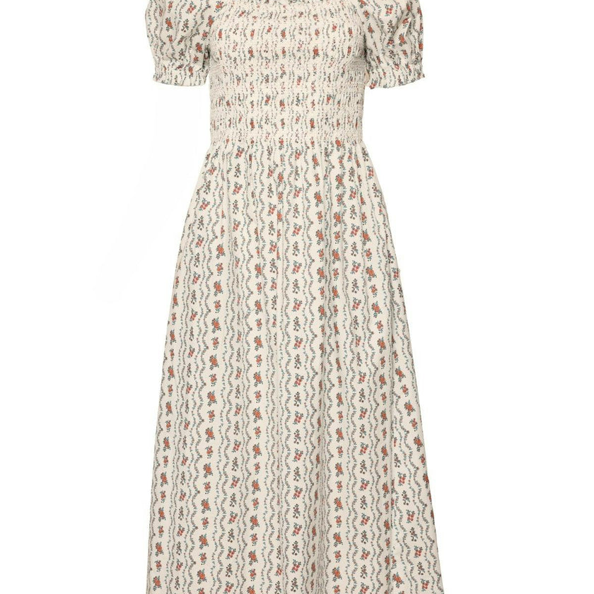 Sunday Best Dress in Linear Poppy Woodblock