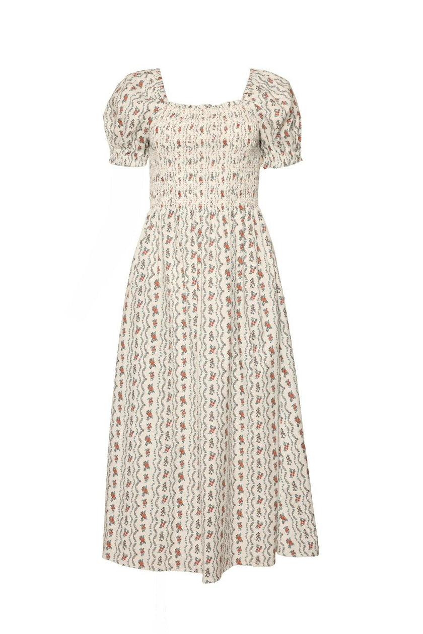 Sunday Best Dress in Linear Poppy Woodblock