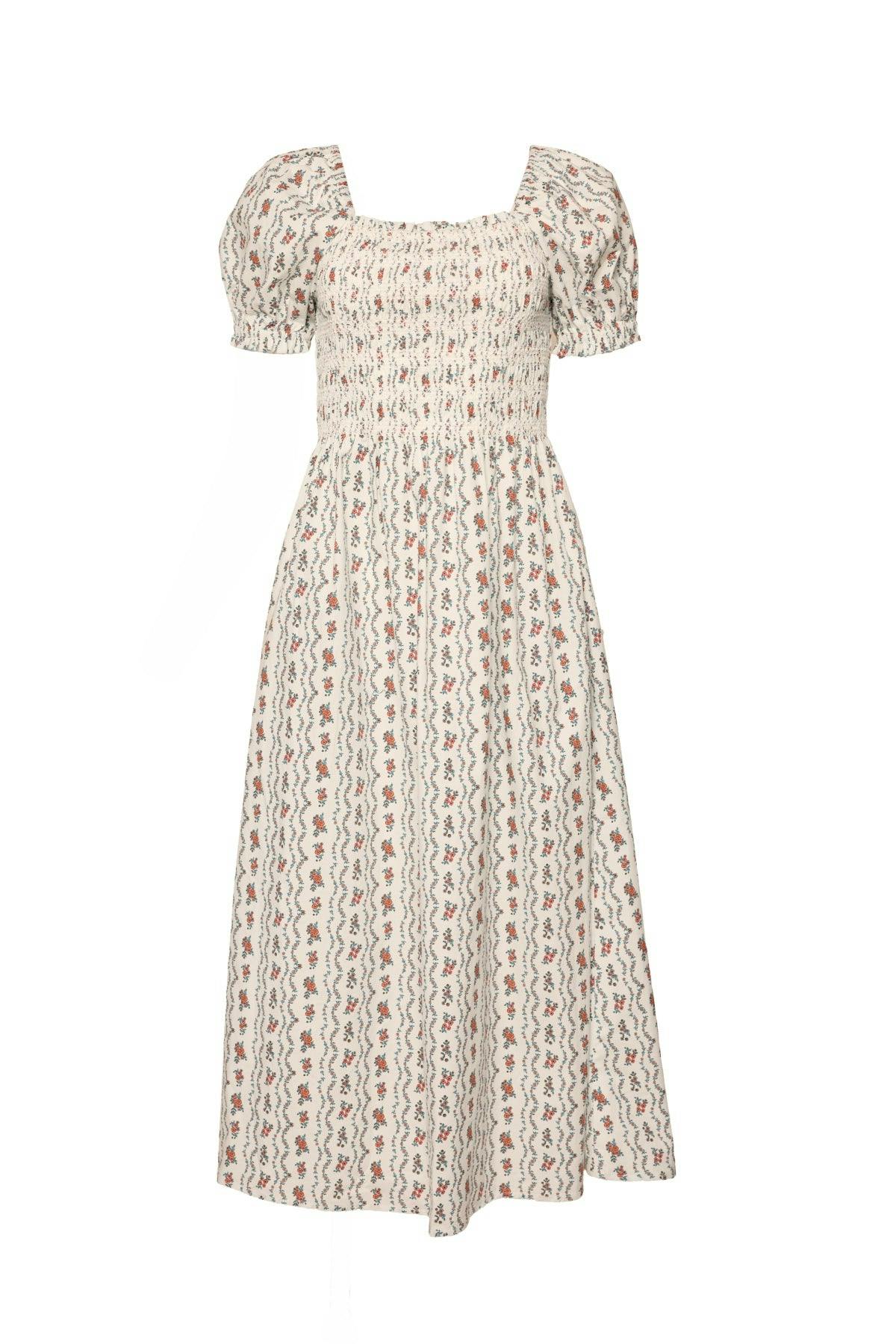 Sunday Best Dress in Linear Poppy Woodblock
