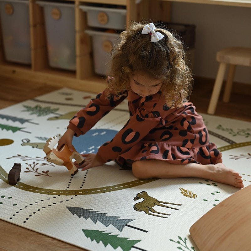 Flat Woven Graphic Print Rectangular Play Rug