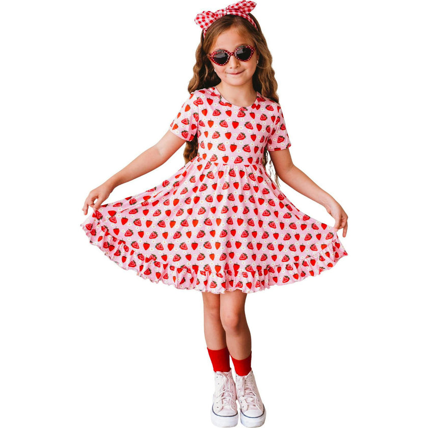 Strawberry Fields Twirl Dress, Pink